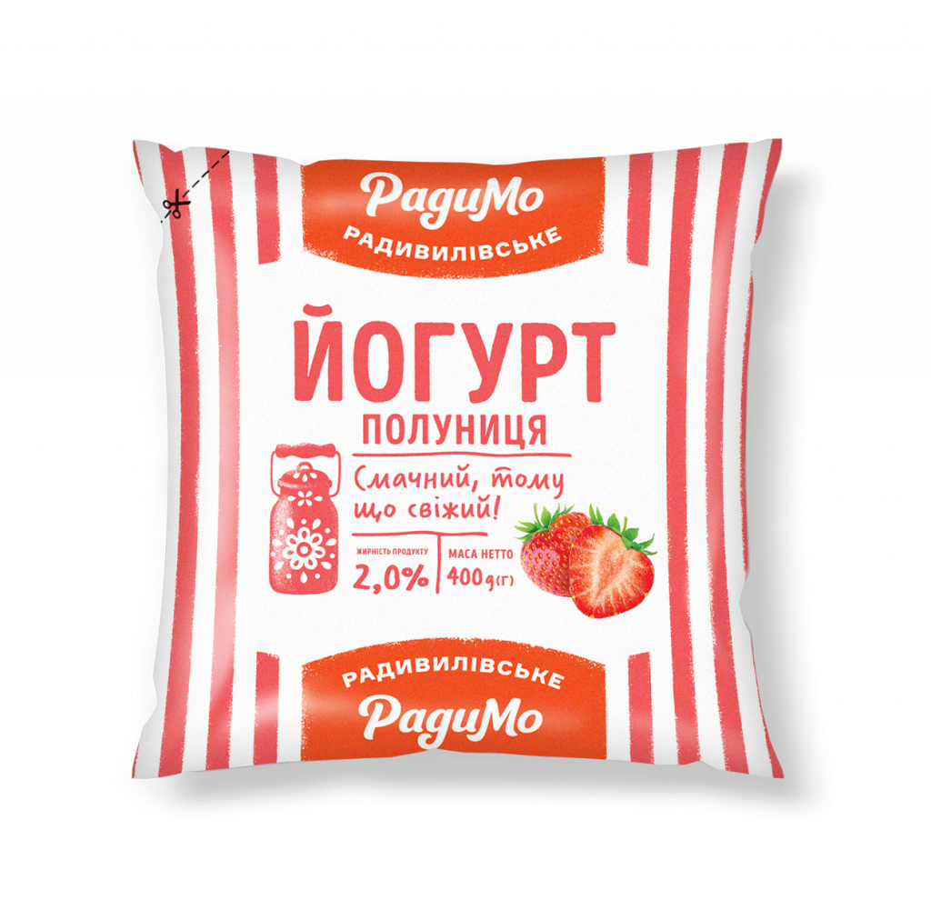картинка Йогурт "Полуниця" п/е, 2,0% жиру, 400г /РадиМо/ от магазина Одежда+